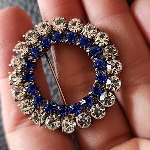 VTG Blue and Silver Crystal Brooch